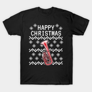 Tenor Horn Ugly Christmas Hornist Brass Musician T-Shirt